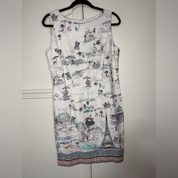 Chetta B Dresses & Skirts - Chetta B White Parisian Scene Dress size 10